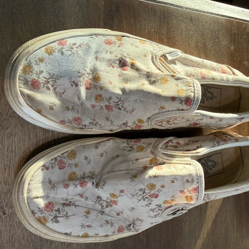 Vans Floral Cream Slip-On Sneakers